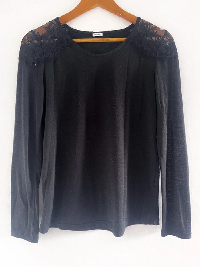 Haut manches longues noir à dentelle Pimkie - photo numéro 5