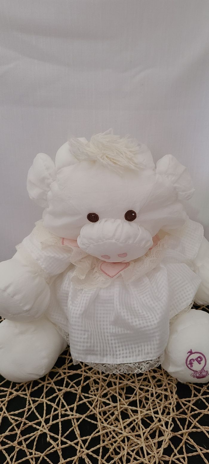 Peluche ancienne Fisher Price Puffalump vache blanche années 80 immaculée - photo numéro 4