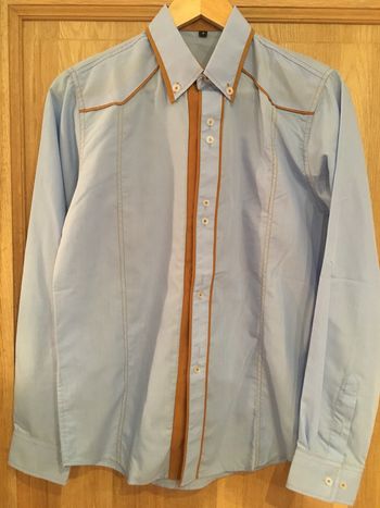 Chemise manches longue homme bleu camel uni