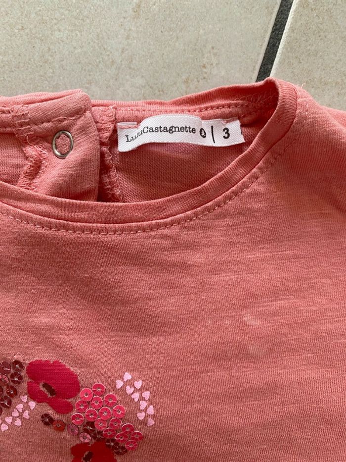 T-shirt fille Lulu Castagnette corail 3 ans - photo numéro 4