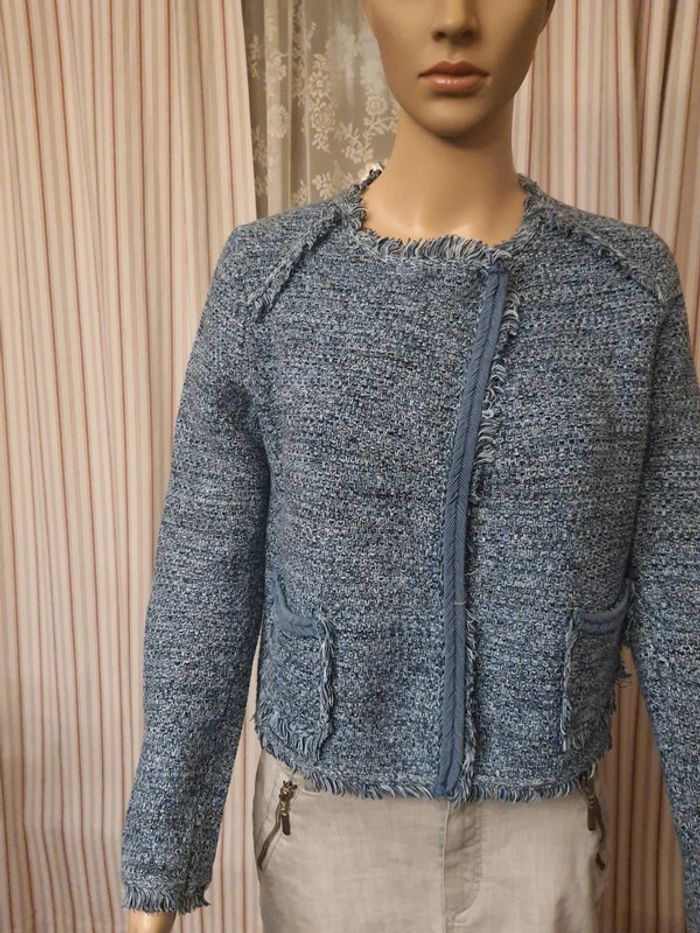 Gilet/veste Stefanel taille S bleu/blanc - photo numéro 4