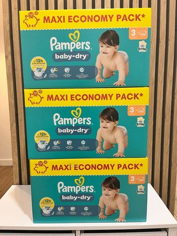 Lot 3 packs Pampers Baby-Dry T3 – 408 couches – Neufs