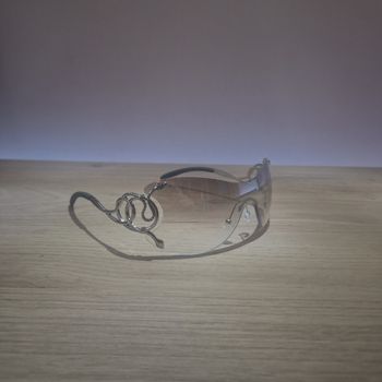 Lunettes de Soleil Serpent Transparent - Y2K Vintage 90s-2000s - Unisexe Sunglasses - Verres Teintés  Blanc