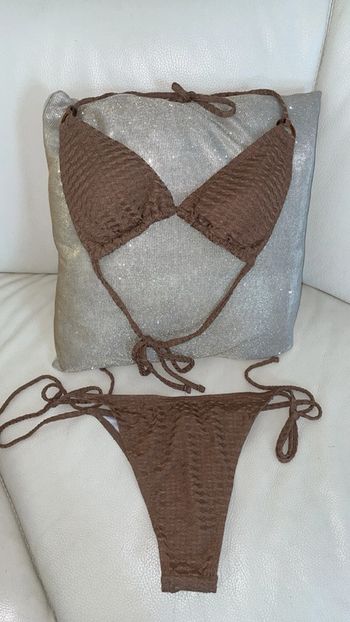 Maillot de bain bikini texturé marron Shein Neuf - Taille M