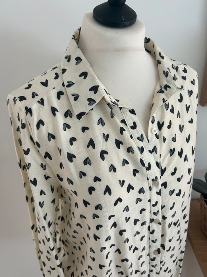 Blouse crème motifs cœurs taille M - photo numéro 2