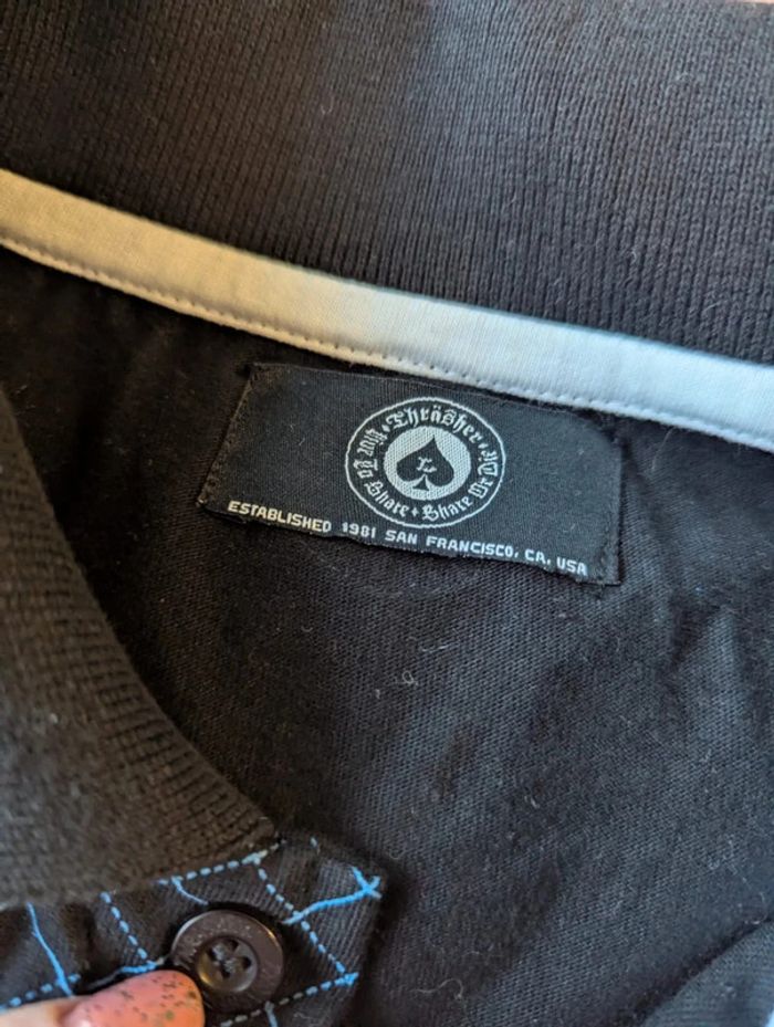 Polo Trasher noir à carreaux taille M - photo numéro 3