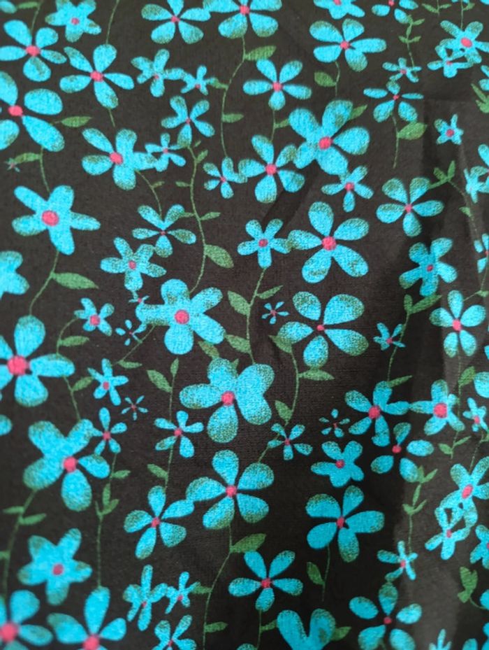 Robe longue noire fleurs bleu neuve taille M - photo numéro 4