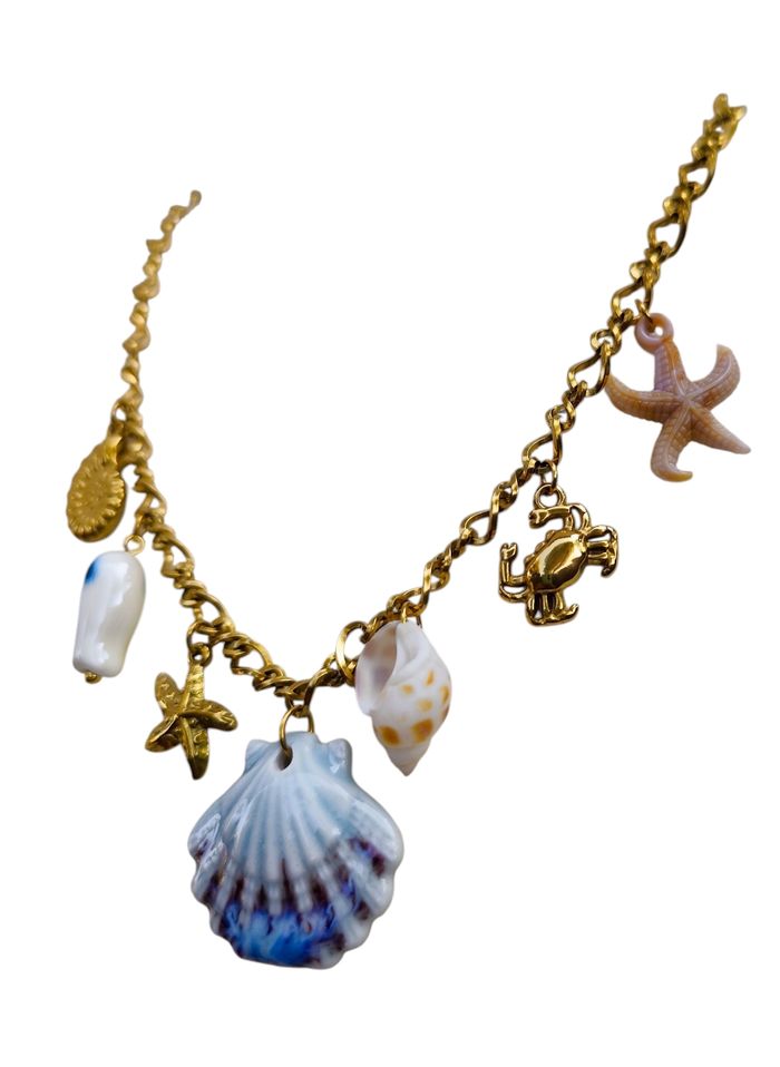Collier coquillage bleu ✅ - photo numéro 2
