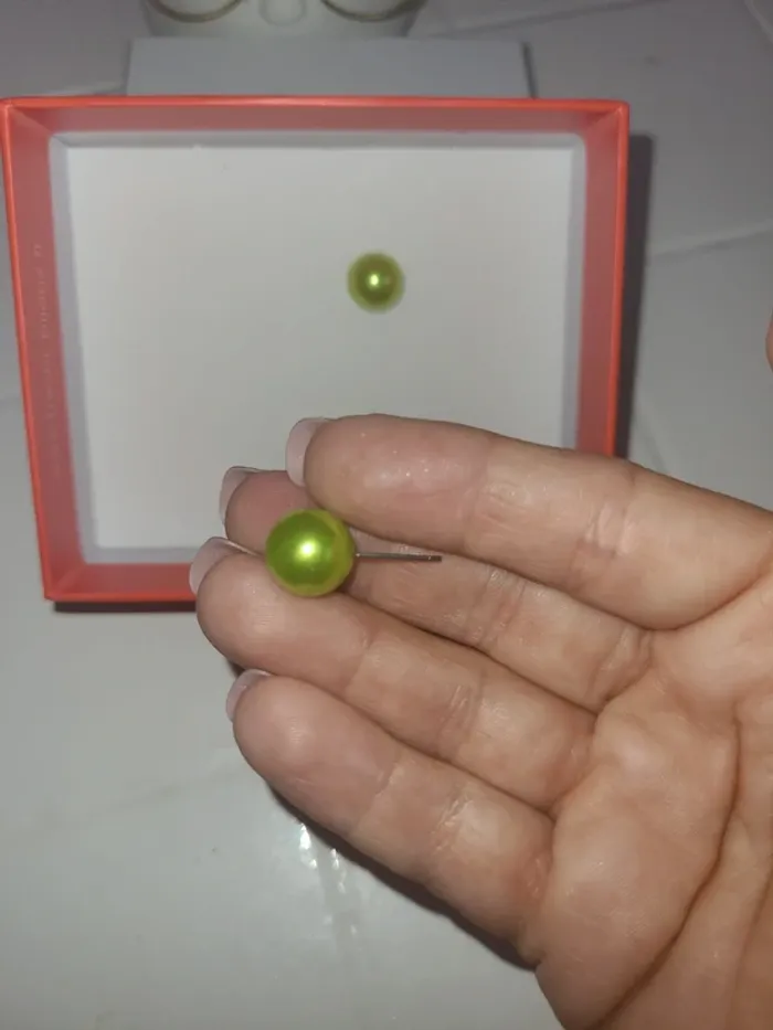 Boucles d'oreilles Perle verte - photo numéro 2
