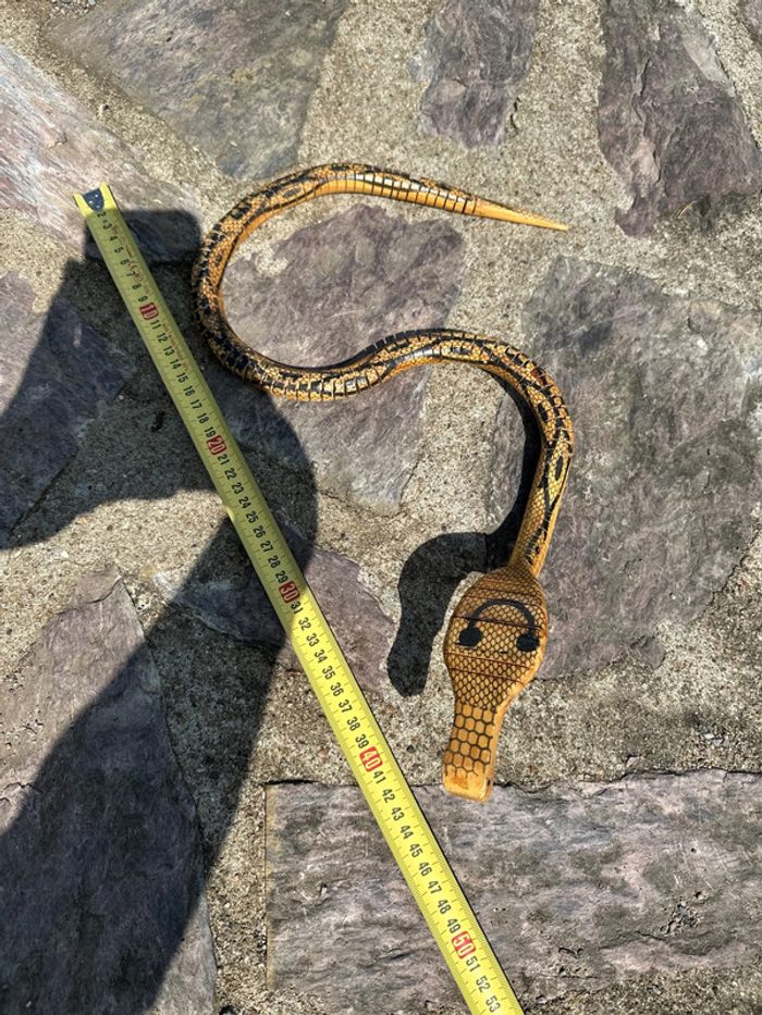 Serpent articulé en bois 80 cm – Jouet artisanal / décoration vintage - photo numéro 4