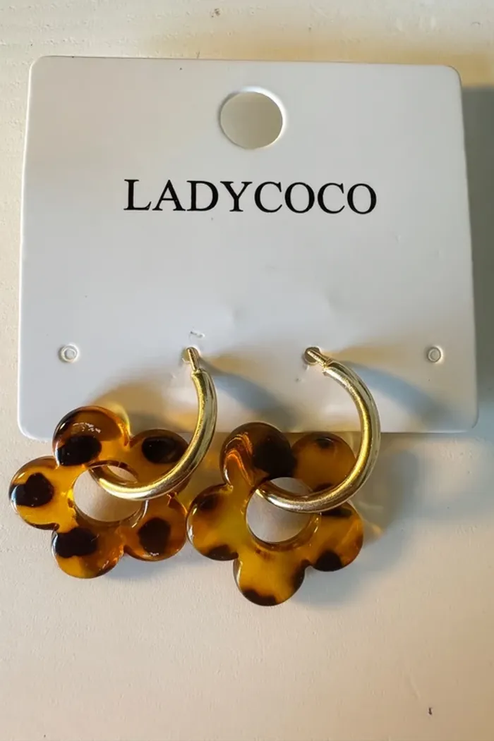 Boucles d’oreilles Ladycoco – Créoles fleurs motif léopard
