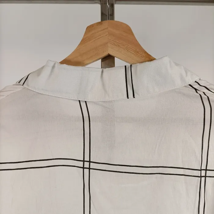 Chemise blanche à carreaux noirs - Taille S - A044 - photo numéro 8
