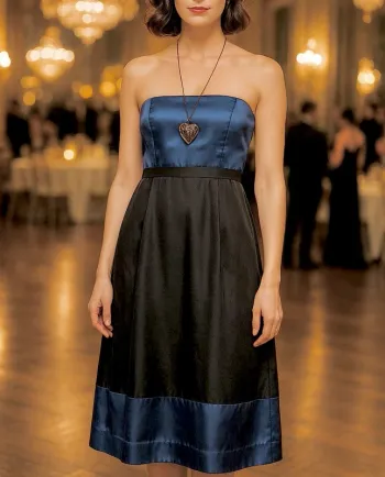 👗 Magnifique robe bustier noire et lila satiné meimei taille 38