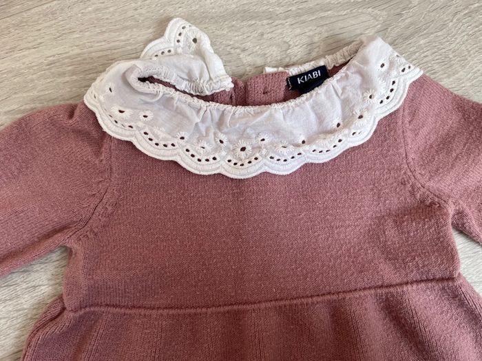 Robe fille 3 mois laine vieux rose / violet - photo numéro 2