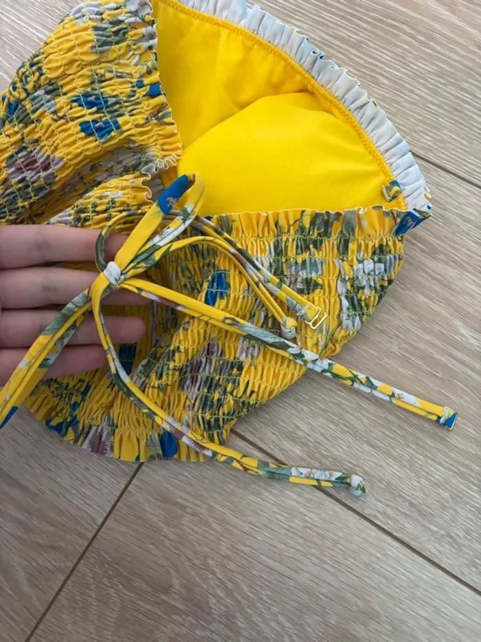bandeau de maillot de bain jaune pimkie fleuris taille M - photo numéro 5