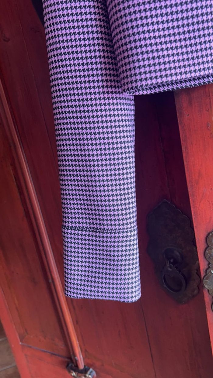 Zara haut motif pied de poule rose et noir taille S - photo numéro 4