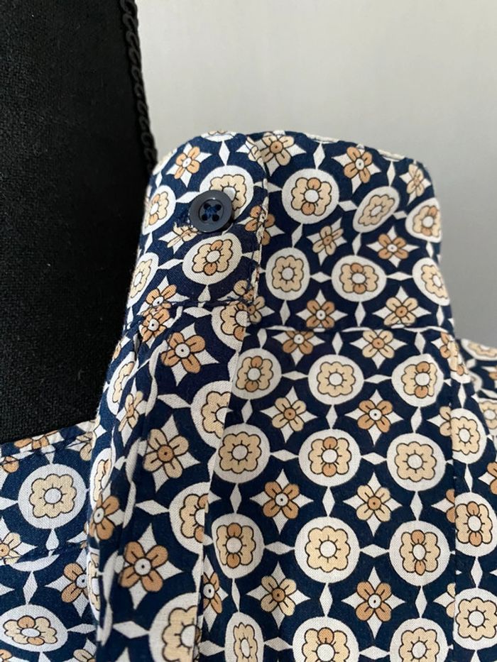 Chemisier bleu marine et beige à motifs - photo numéro 4