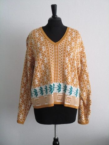 Pull moutarde à motifs Agathe & Louise 40 NEUF