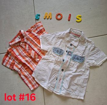 Lot #16 -  2 chemises manches courtes 6mois