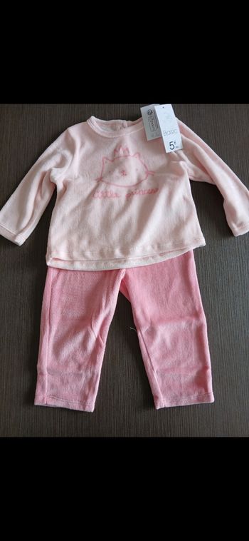 ensemble pyjamas fille 2 pieces sans pieds en velours 12 mois