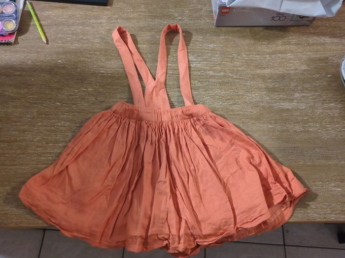 Jupe bretelle orange corail 5 ans