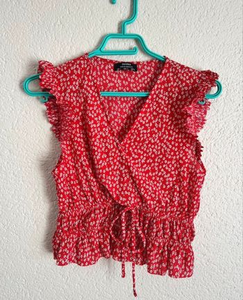 Débardeur rouge fleurs 