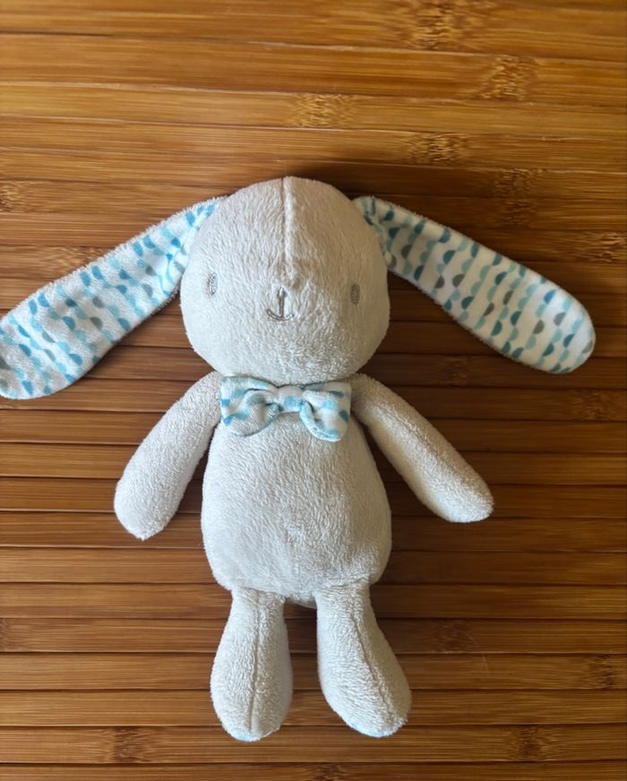 Doudou lapin crème écru noeud papillon klorane - photo numéro 2