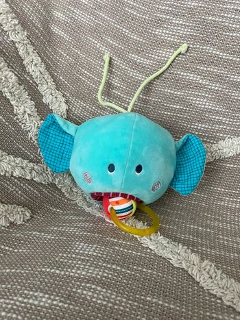 Peluche doudou vibrant 20cm lilliputiens éléphant bleu et rouge parfait état