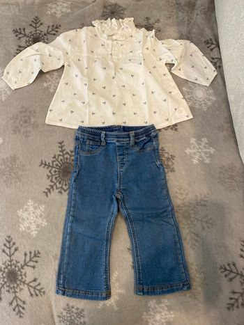 Ensemble  fille jean + chemise   