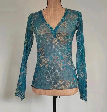 35 € Top imprimé en mesh vintage etam Made in france