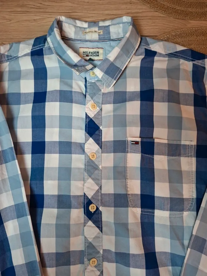 Chemise Tommy Hilfiger Denim à carreaux bleus/blancs XL (9) - photo numéro 7