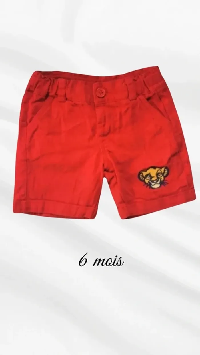 Short rouge 6 mois simba roi lion
