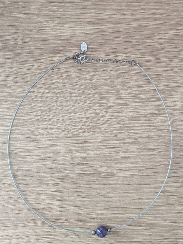 Collier fantaisie perle violette femme