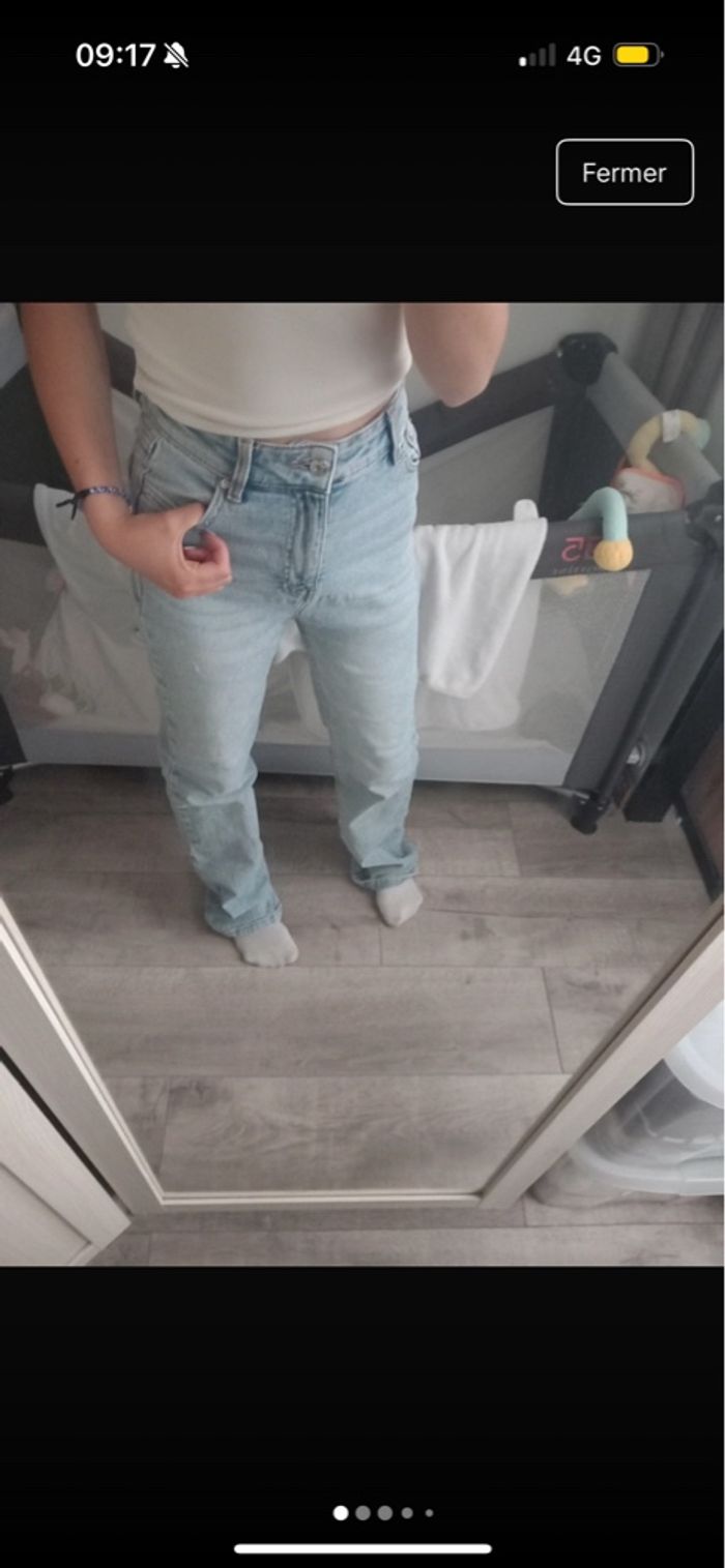 jeans straight bleu femme