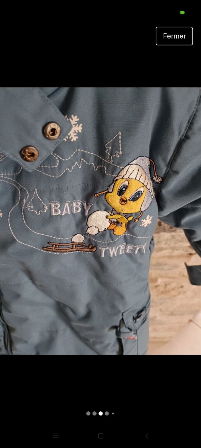 Manteau Looney Tunes taille 6 mois à 1 an en très bon état - photo numéro 3