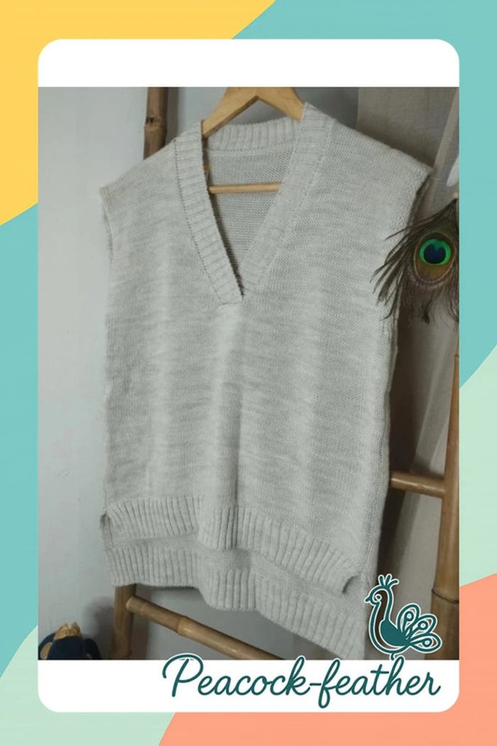 Pull crème sans manches TU neuf - photo numéro 4