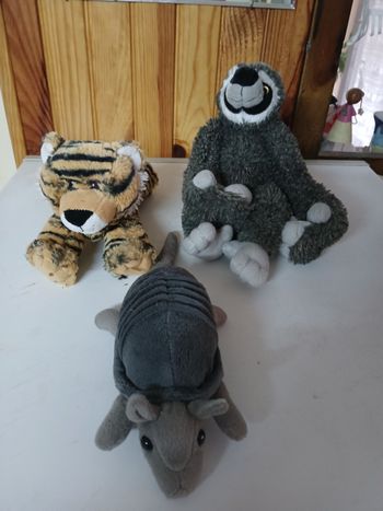 Lot de 3 peluches animaux