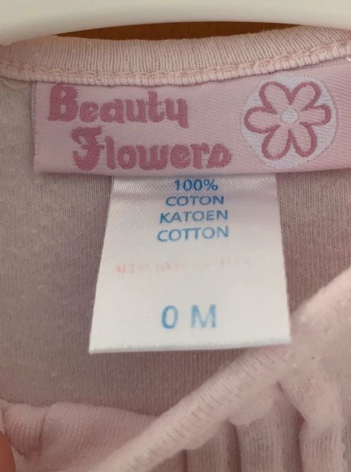 Lot de 2 tee shirt naissance fille rose pâle et blanc / beige - photo numéro 6