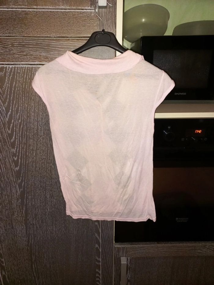 Tee-shirt façon polo noir blanc et rose taille unique - photo numéro 2