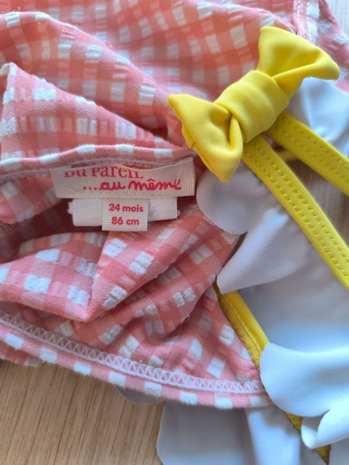 Maillot de bain une pièce bébé fille rose et blanc à carreaux DPAM 24 mois 86cm - photo numéro 3