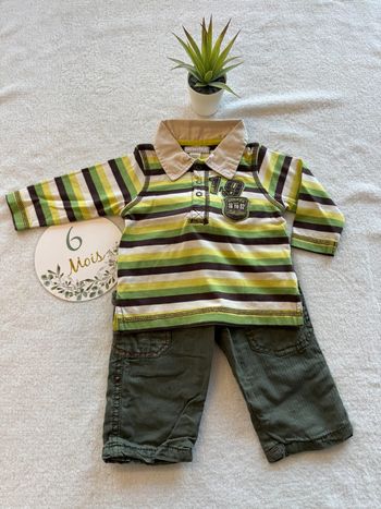 Ensemble polo vert rayé