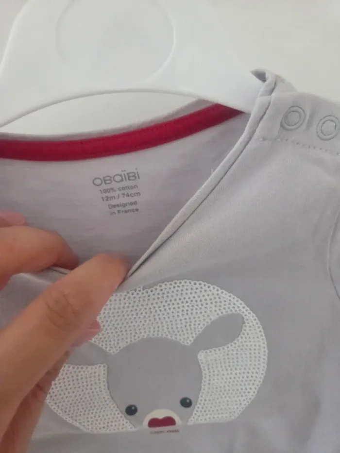 Tee-shirt obaibi gris 12m - photo numéro 3