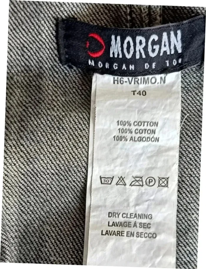 Veste courte jean gris ,Morgan ,coupe droite ,extrémité manches fourrées - photo numéro 5