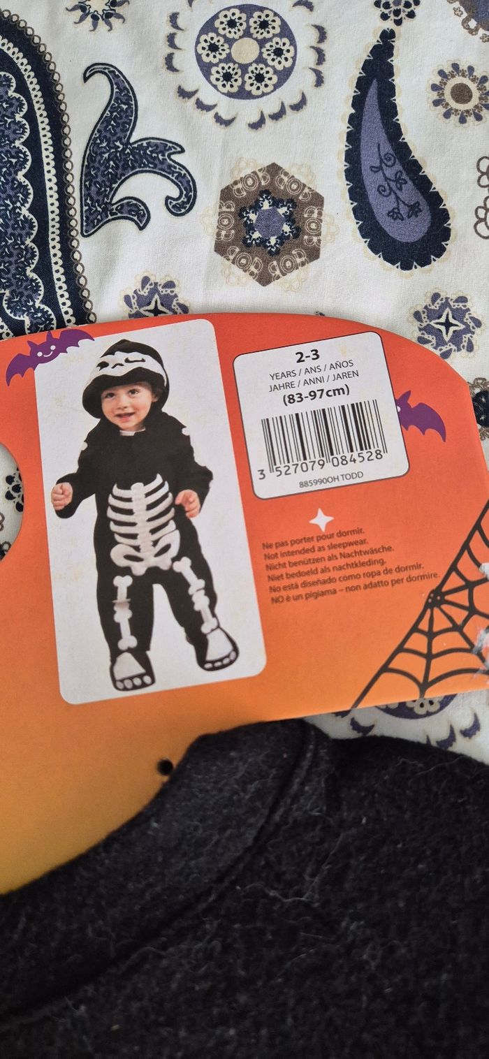 Déguisement enfant squelette 2-3 ans - photo numéro 3