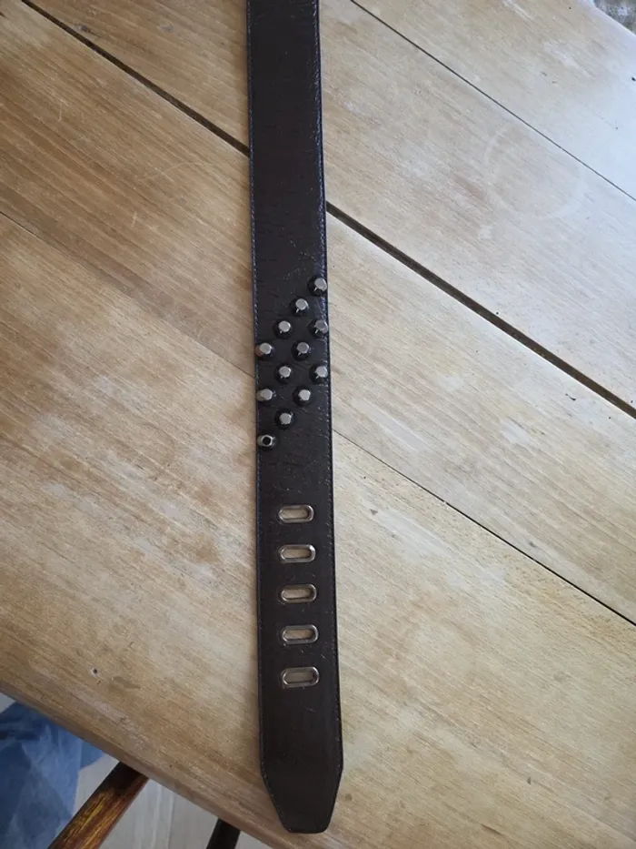 🤎 Ceinture marron rock – cuir synthétique & décorations métal - photo numéro 7