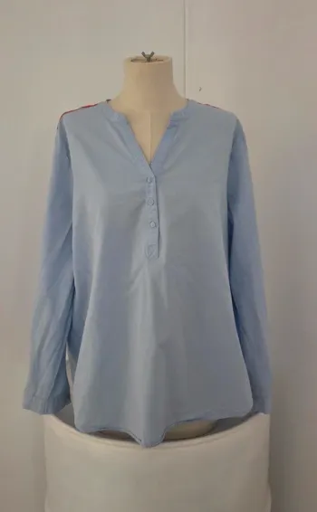 Blouse Esmara bleu bande rouge et blanc