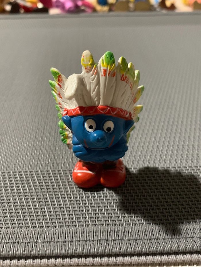 Figurine Les Schtroumpfs Chef Indien Schleich 1981 Vintage