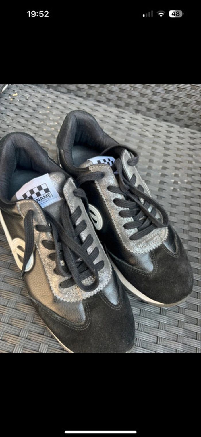 superbe paire de baskets No Name en cuir noir et argent, taille 37 - photo numéro 12