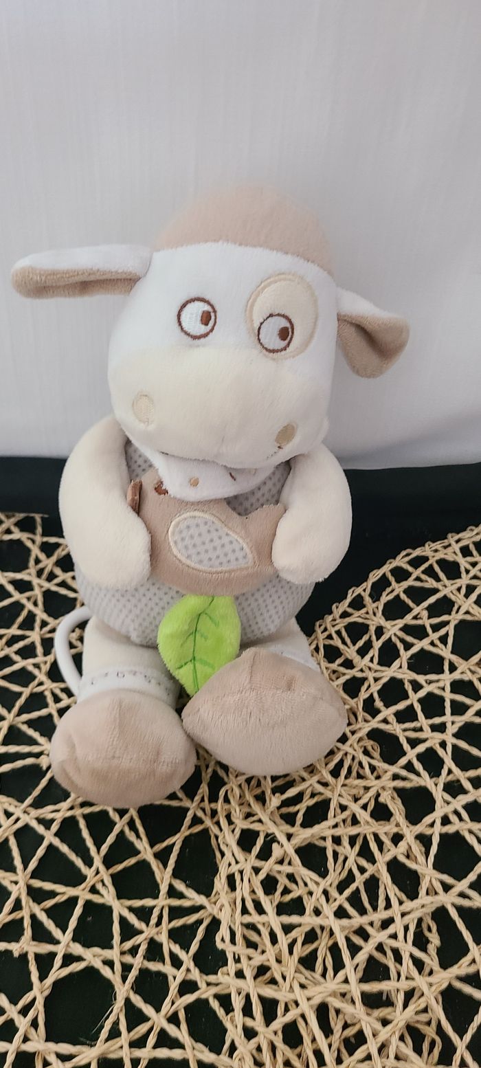 Peluche musicale mouton MOTS D'ENFANTS beige crème oiseau