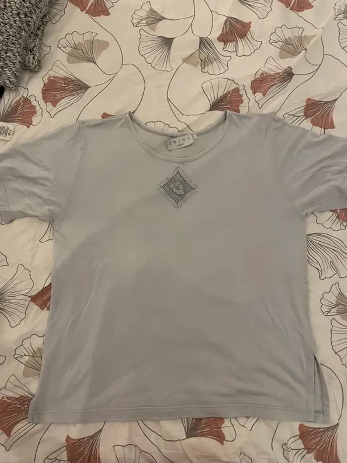 T-shirt bleu/gris - photo numéro 4